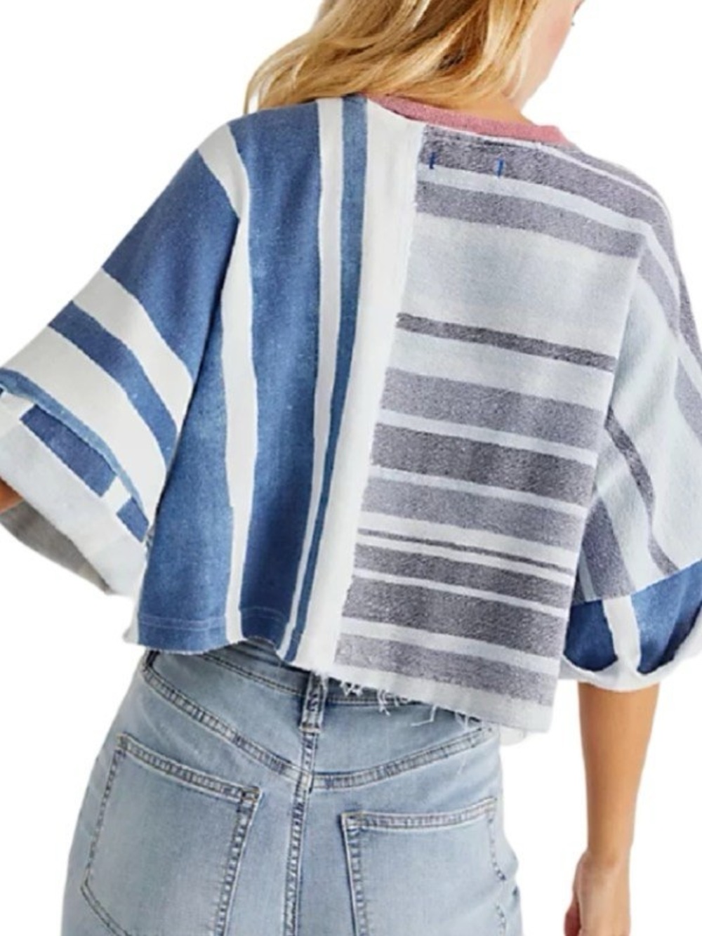 🌀▫️Free People We The Free North of North 2025 Distressed Striped Crop Top▫️🌀 - Picture 3 of 9